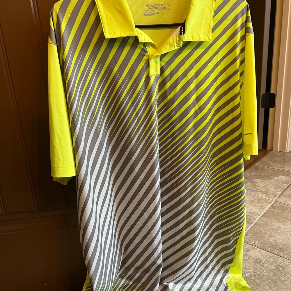 Yellow and Gray Striped Polo Shirt